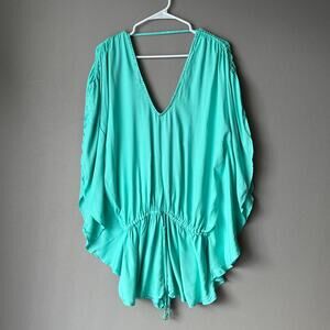Seafolly sz S green oversized boho‎ romper NWT